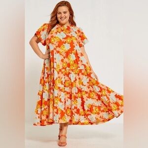 Bohemian Traders Orange Floral Dress